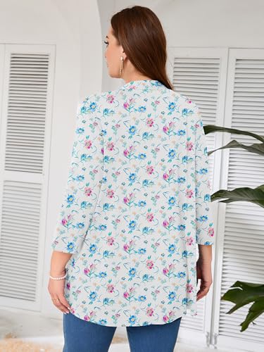 Image of AusLook Women's Plus Size Lightweight Open Front Cardigan 3 /4 Sleeve Cover Ups Shrugs Shawls and Wraps Kimono Jacket Coat