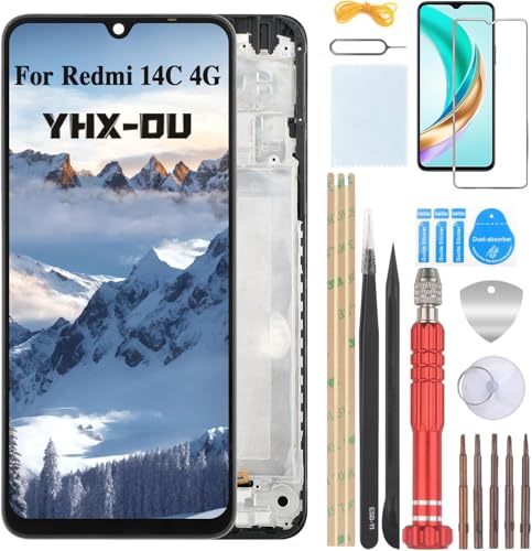 YHX OU Para Xiaomi Redmi 14C 4G 2411DRN47C 2409BRN2CA 2409BRN2CG 2409BRN2CY Pantalla LCD Pantalla táctil Reemplazo Marco Negro