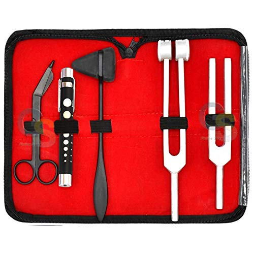 G.S Neurological Kit 5pcs - Reflex Percussion Taylor Hammer, Penlight, Tuning Fork C 128 C 512, Bandage Scissors 5.5
