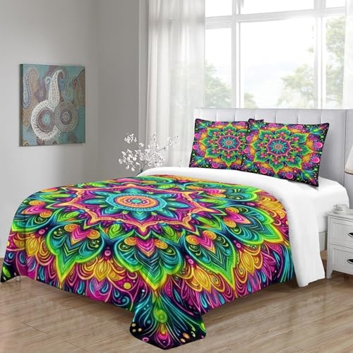 Parure de lit mandala unique en microfibre premium avec fermeture éclair pour lit double - 6