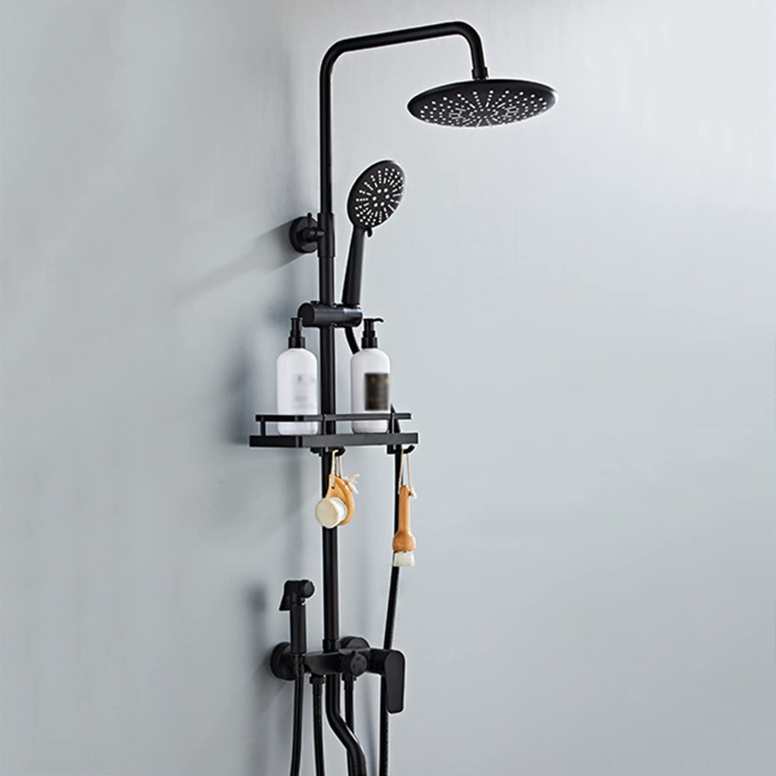 GLJTUO Shower system, Shower Faucet Set Matte Black Rain Shower System Wall Mounted Shower Mixer Brass hot and cold water faucet Rainfall Shower System Matte Black,black B,Black a