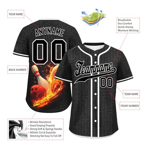 Custom Bowling Jerseys for Men,Women,Youth Personalized Button-Up Shirt with Team Name,Number for Teams and Amateur Bowler3