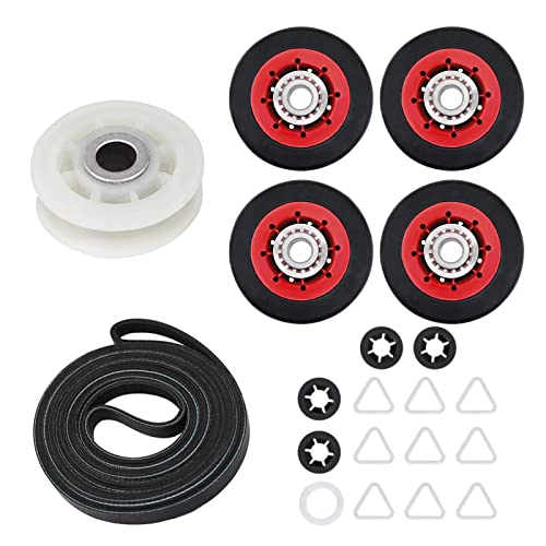 LUXRILIX 4392067 Dryer Repair Kit Replacement with WPW10314173 Drum Roller & 661570V Belt & 279640 Idler Pulley for Whir-pool May-tag Clothes Dryers