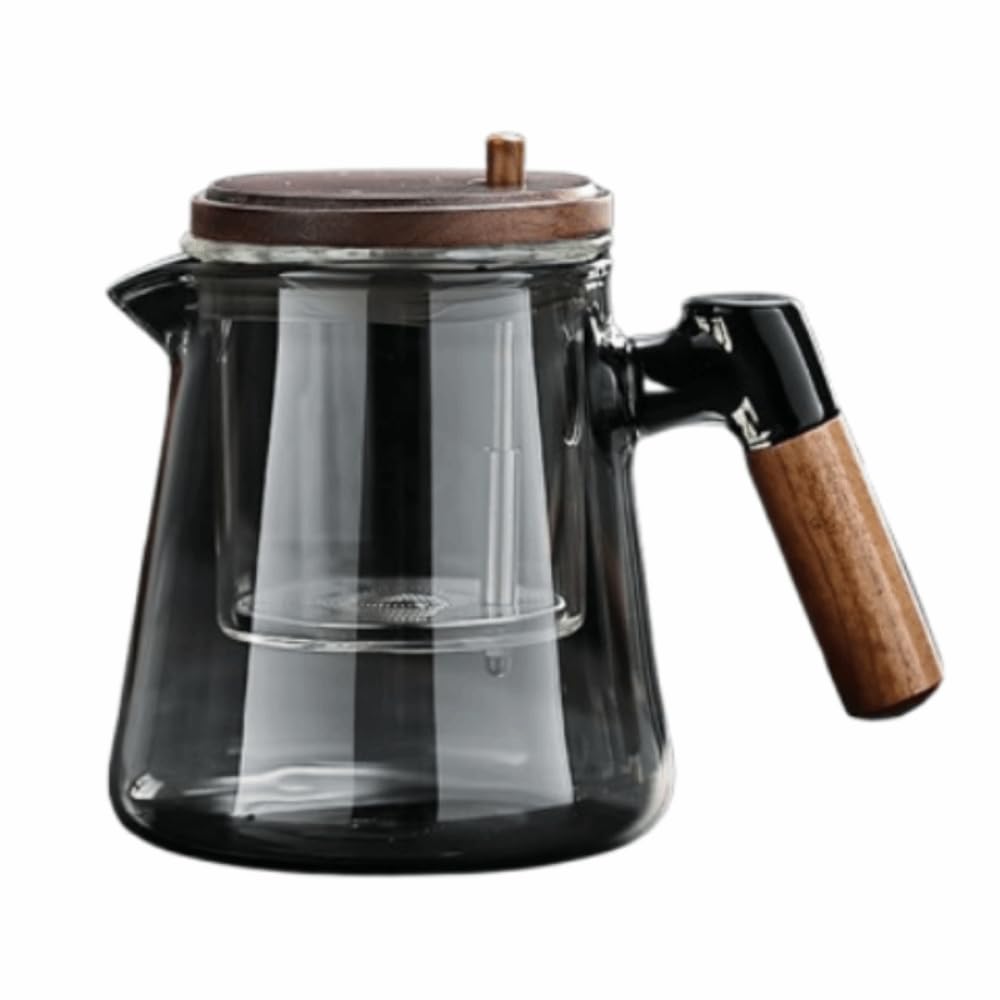 Tea Pot with Infuser, Glass Teapot for Loose Tea, Camping, Travel(Style 1 Grey)