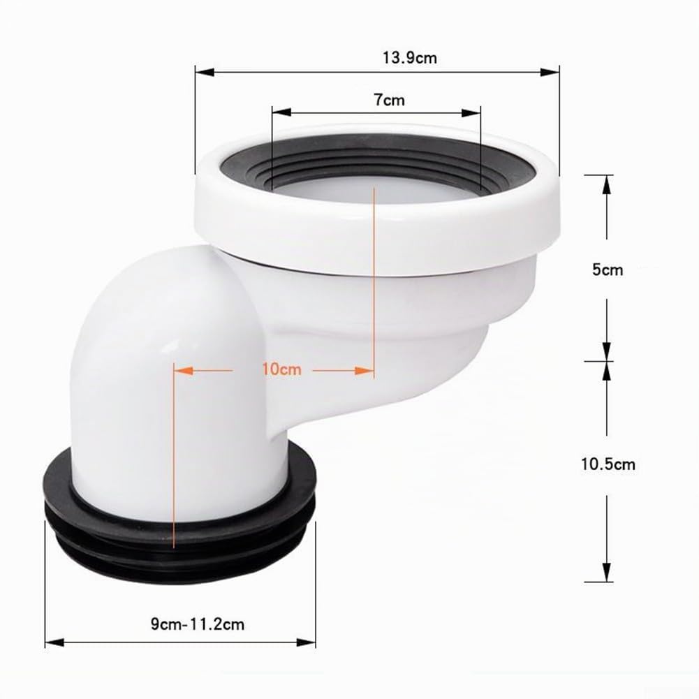 Connecteur de cuvette de WC décalé de 20 mm, 50 mm, 100 mm, connecteur droit de 20 mm, connecteur de cuvette de toilettes décalé en PVC désaligné pour cuvette de toilettes (100 mm)