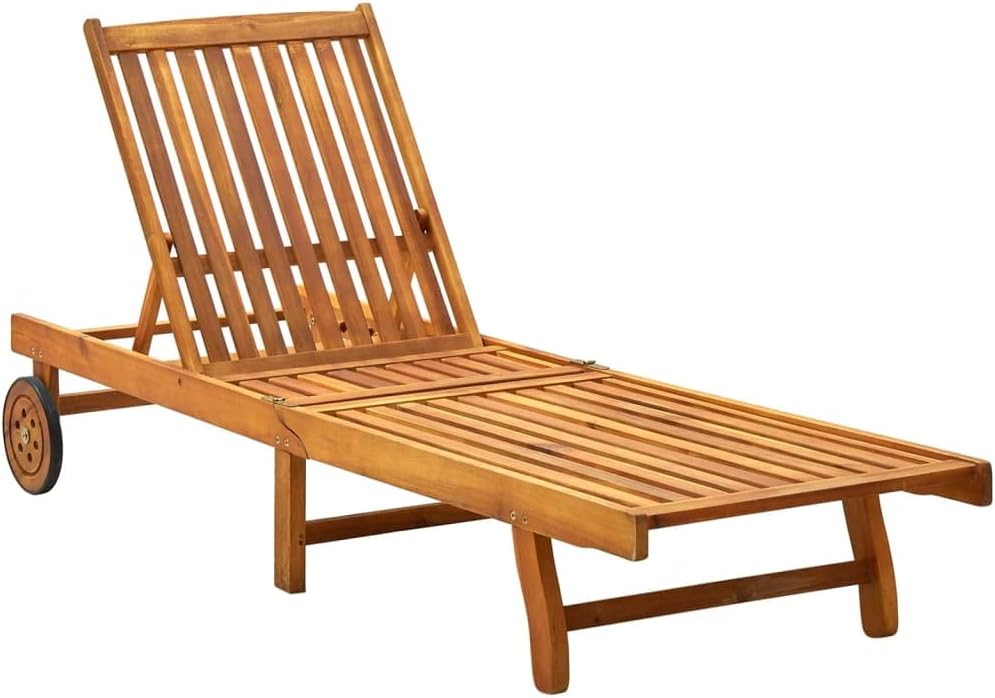 Patio Sun Lounger with Cushion,Comfortable Loungers,Patio Lounge Chair,Napping Loungers,Garden Lounger,Backyard Chaise,for Garden,Porch,Park,Front Door,Pools,Solid Acacia Wood