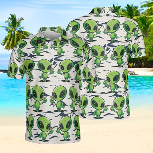 Golf Polo Shirts for Men - Alien Mens Golf Shirts Short Sleeve Dry Fit Casual Tennis T-Shirt S102