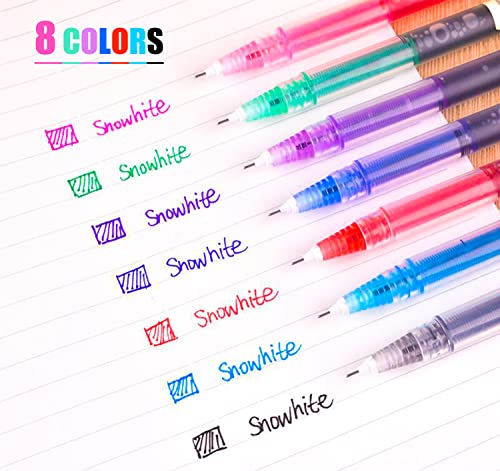 Eyeye Multicolored 7 Bright Colors Quick Drying 0.5Mm Extra Fine Point Liquid Ink Rollerball Pens Fine Point, Extra Fine Rollering Pen,Ink Roller, 12 Pcs Rollerball Pens Ink Fine Tip Pens #TOP2