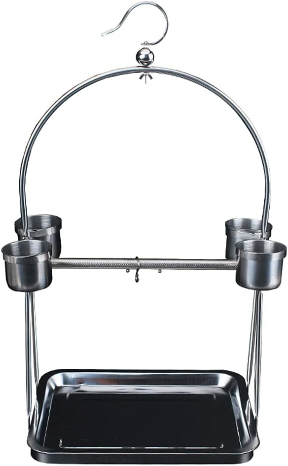 YYDS Textured Bird Perch Bird Parrot Stand Rack with Bowls Bird Playground Birdcage for Parakeet Conure Cockatiel Budgie (Size : 35.5 * 29.5 * 66cm)