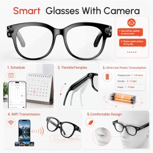 AI Smart Glasses with Camera, Hands-Free Calls, Music, Offline AI Assistant - image 7