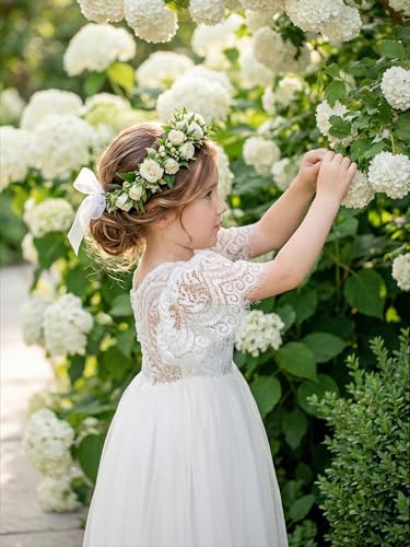 Image of 2Bunnies Girl Peony Lace Back A-Line Straight Tutu Tulle Party Flower Girl Dress