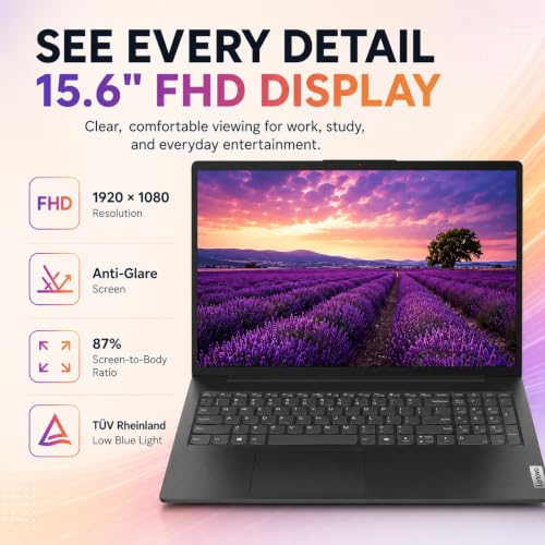 Image of Lenovo 2026 V15 Slim Laptop | 15.6 inch FHD Display | Efficient Intel Quad-Core Processor | 16GB DDR5 RAM | 512GB SSD | Wi-Fi 6 | Ethernet(RJ45) | Long Battery Life | Win 11 Pro | MS 365 for the Web