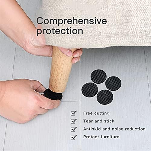 60 Pcs Furniture Feet Pads, Non-Slip Rubber Furniture Pads, Self Adhesive Table Chair Leg Floor Protectors, Round Square Rubber Feet for Chair Legs, Tiled, Carpet, Hardwood Floor Protectors - Black