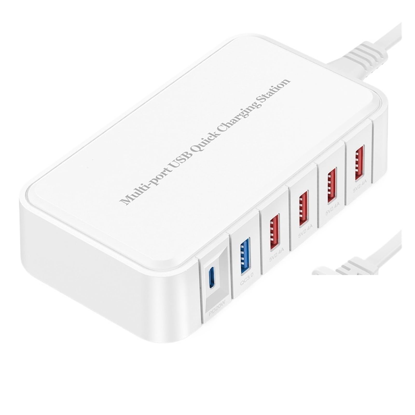 Stazione Di Ricarica Rapida USB Da 86 W 5 Porte QC3.0 E PD 20 For Tablet Smartphone Capacità Di Ricarica Rapida(6 Port White)