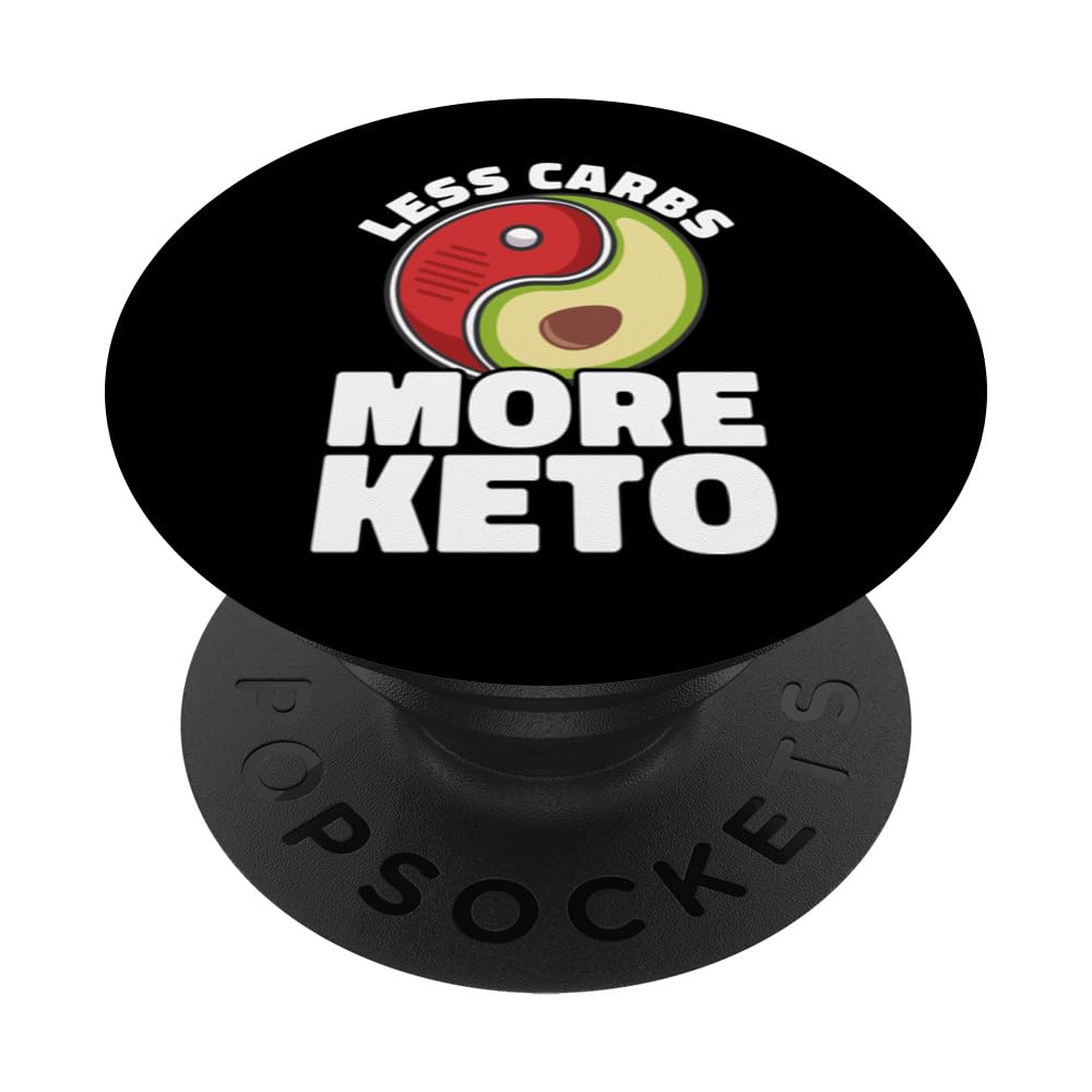 Less Carbs More Keto Avocado Keto Diet PopSockets Swappable PopGrip, Black
