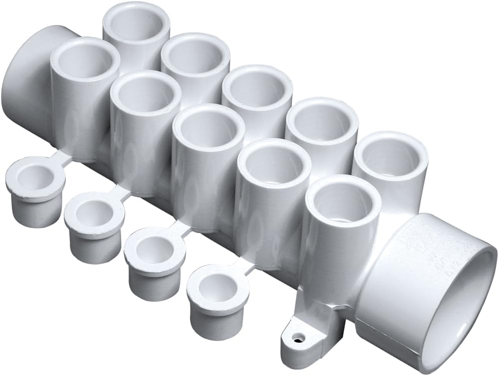 Waterway Plastics 672-4630 1.5 x 1.5 Spigot x 0.5 in. S Ports PVC Manifold with 4 Plugs