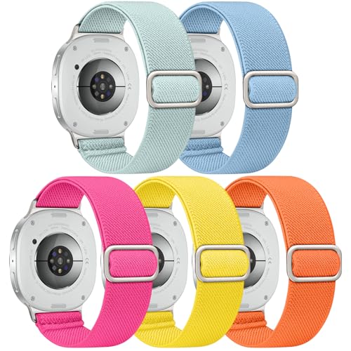 Image of Acextro 5 Pack Stretchy Bands Compatible with Samsung Galaxy Watch 7 6 5 4 FE Band 40mm 44mm 45mm /Watch 6 4 Classic 4 42mm 46mm 43mm 47mm /Active 2, 20mm Water-Resistant Elastic Nylon Sport Strap