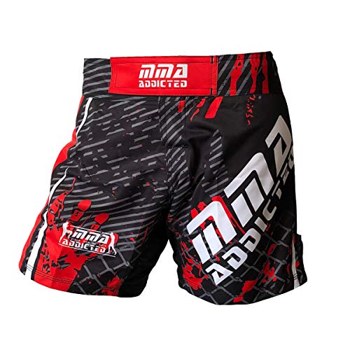 MMA Addicted Shorts Warfare (L, Negro-Rojo)