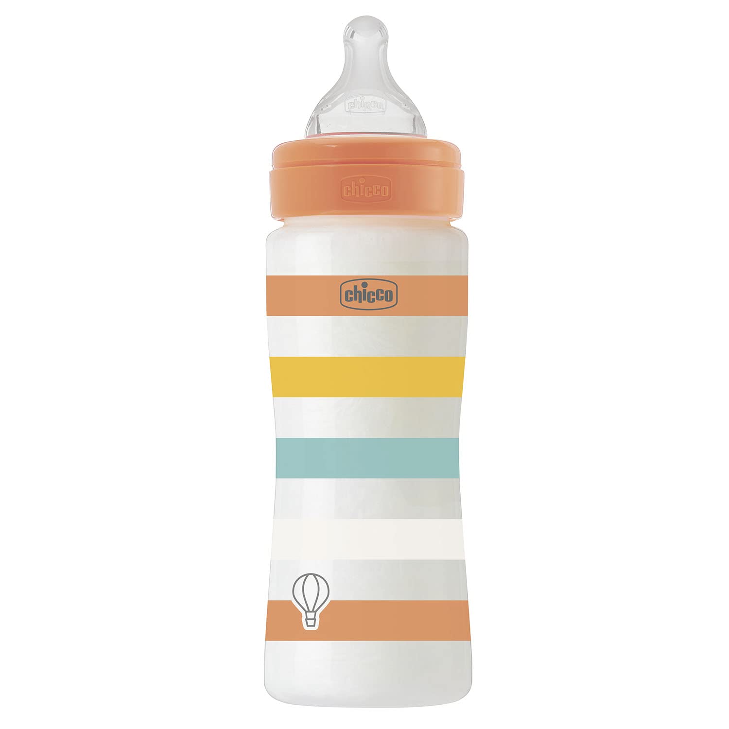 CHICCO Biberon Benessere Flusso Veloce, in Plastica da 330 ml, con Tettarella Physio in Morbido Silicone e Finitura Soft Sense, Riduce Rigurgito e Irritabilità, 4 Mesi+, Neutro