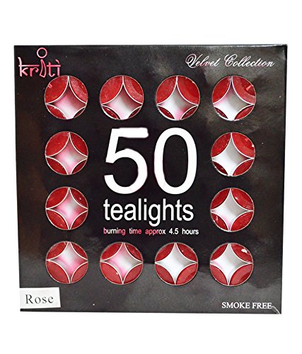 KRITI Creations Set of 50 Perfume Tea-Lights in A Pack (Rose) (Burning 4.5 Hour)