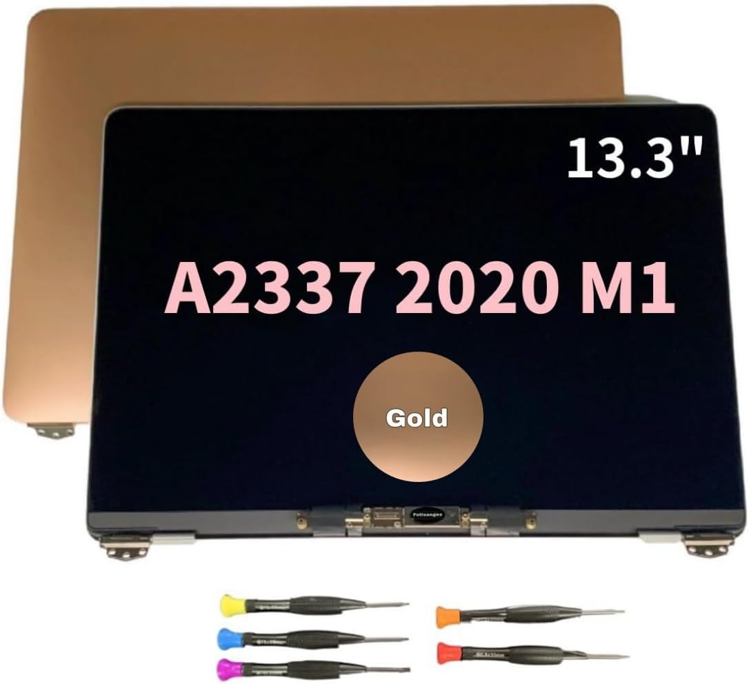13.3” Screen Replacement for MacBook Air A2337 M1 2020 Year EMC 3598 Retina Display LCD Screen Full Assembly Complete Top Assembly 2560x1600 (Gold)