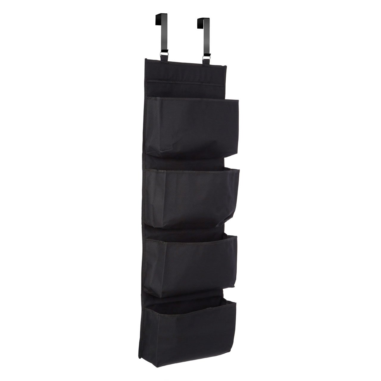 NEW 4 SECTION OVER DOOR HANGING WARDROBE STORAGE UNIT CLOTHES SHOE ORGANISER IN Black Polyester Polyester