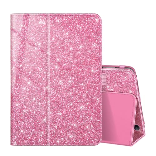 Fintie Folio Case for Amazon Kindle Fire HD 8 & Fire HD 8 Plus Tablet (12th Generation/10th Generation, 2024/2022/2020 Release)-Slim Fit Vegan Leather Stand Cover with Auto Sleep/Wake,Glitter Magenta
