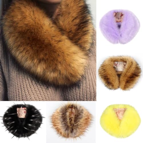 Women's Faux Fur Collar Scarf Wrap Winter Neck Warmer Plush Scarf Wrap - Stay Warm and Stylish, 22.4 x 3.7 Inches3