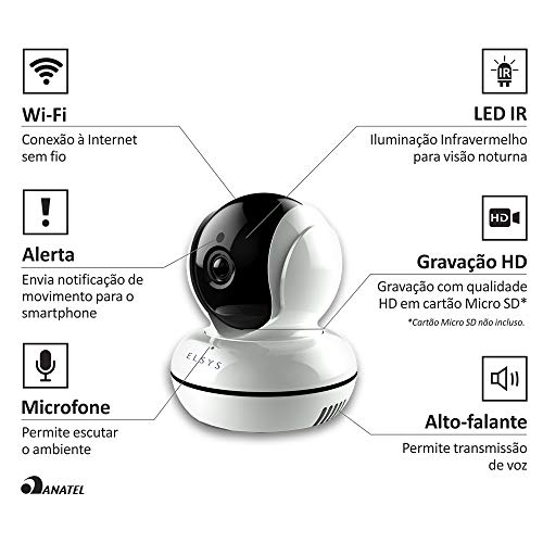 Câmera de Segurança Wifi Rotacional Interna ESC-WR2, ELSYS