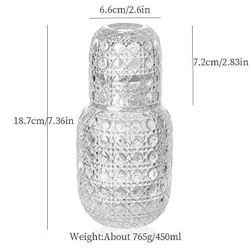 Lcormag 15Oz Vintage Bedside Water Carafe And Glass Set For Bedroom Nightstand,Night Water Carafe With Tumbler Glass,Clear Table Water Carafe And Glass Juice Pitcher,Bathroom Mouthwash Dispenser Set #TOP5