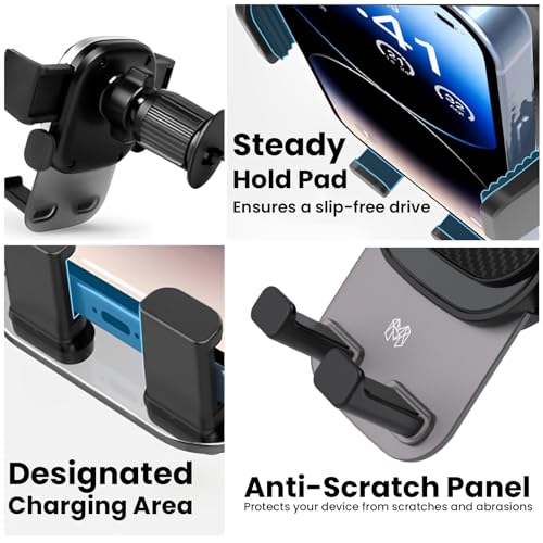Image of MOOSH Universal Car Mount Holder 360 Rotating Adjustable Car Mount Phone Holder Desk Stand with Suction Cup Base and Telescopic Arm for iPhone, Samsung, Google, Huawei, Nokia, All Smartphones (Black)