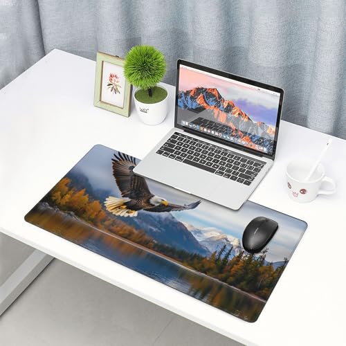 Image of Fall Eagle Landscape Extended Gaming Mouse Pad, with Stitched Edges Large Mouse Pad Desk Protector, Rubber Base Mousepad Keyboard Mouses Mat for Work Game Office Home- 32 inch X 12 inch Inch,E708