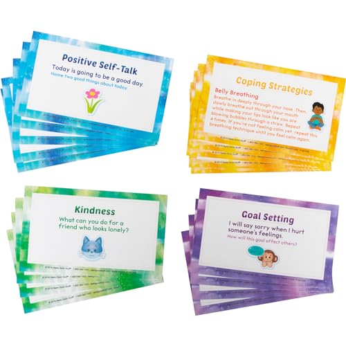 Image of Really Good Stuff Social-Emotional Learning Conversation Cards for Home | Set of 18, Ages 5+, Kindergarten+, Help Kids Learn & Discuss Feelings-Activities to Express Emotions