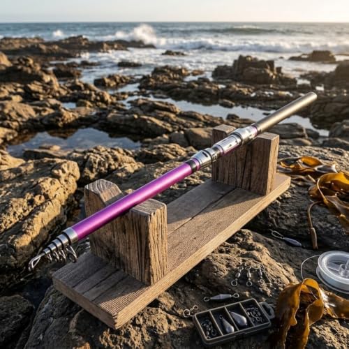Caña de surf de fibra de vidrio con punta suave para pesca en orilla, pesca en roca y fundición ligera en entornos costeros variados (1.8 morado)