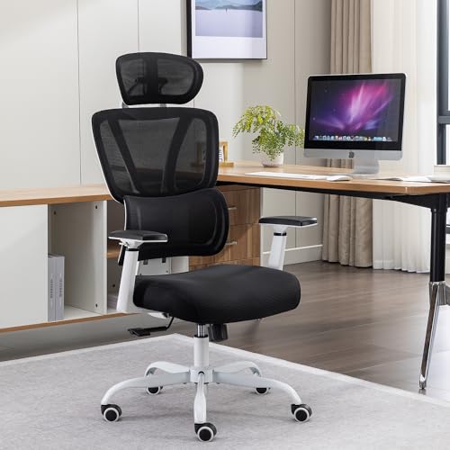 Brthory Silla De Oficina Ergonómica De Escritorio, Con Soporte Lumbar Ajustable Reposabrazos Reposacabezas, Función De Balanceo Transpirable, Carga De 200 Kg, Base Con Recubrimiento De Polvo, Blanco Brthory Silla De Oficina Ergonómica De Escritorio, Con Soporte Lumbar Ajustable Reposabrazos Reposacabezas, Función De Balanceo Transpirable, Carga De 200 Kg, Base Con Recubrimiento De Polvo, Blanco