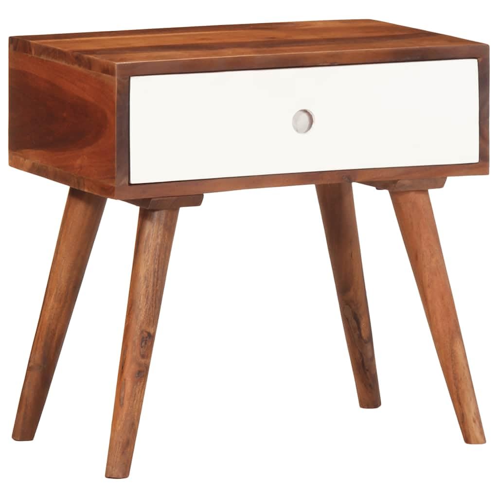 SXZenSpace Solid Acacia Side Table 45 x 30 cm with Drawer, Brown Honey Finish, Sturdy Small Coffee for Living Room Bedroom and Corridor