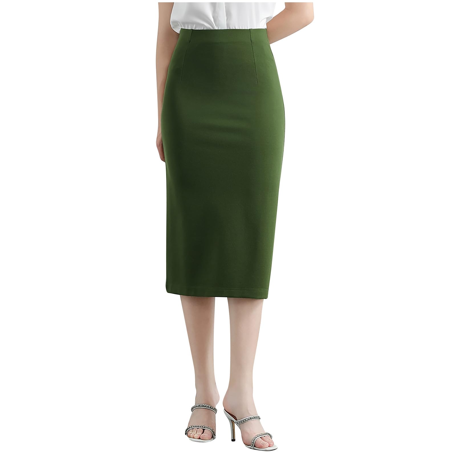 HGps8w Bodycon Pencil Skirt for Women - Basic Stretchy High Waisted Below Length Midi Skirts for Busines Casual
