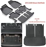 Floor Mats & Trunk mat For 2013-2019 2020 Nissan Pathfinder 2013 Infiniti JX35 2014-2020 Infiniti QX60 TPE All Weather Protection 3 Rows Car Floor Liners & Cargo Liners With Velcro Backrest