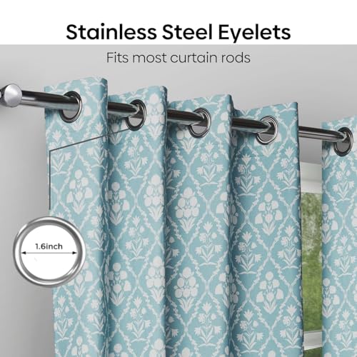 Image of haus & kinder Digital Printed Cotton Window Curtains 5 Feet Long Pack of 2 Window Curtains, 5 Feet Curtains for Window (Heritage Hues, Teal 130x152 CM)