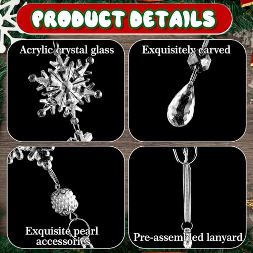 Miniatura 4 de Lanpn 26 Piezas Decoración Navideña Adornos Del Árbol De Navidad De Cristal,Colgante Acrílico De Copo De Nieve De Carámbanos Para Navidad Invierno Exterior Interior Fiesta Decoración Transparente