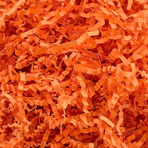 Corlcol 1LB Crinkle Cut Paper Shred Filler for Gift Box Bag and Basket On Halloween(Orange)