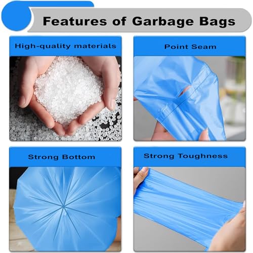 Image of ELLA Blue Garbage Bags 30 x 37 Inches 3 Rolls 30 Bags Extra Large Strong Trash Bags for Daily Waste in Kitchen Office Bathroom and Outdoor Bins With Check Duster Cloth Free