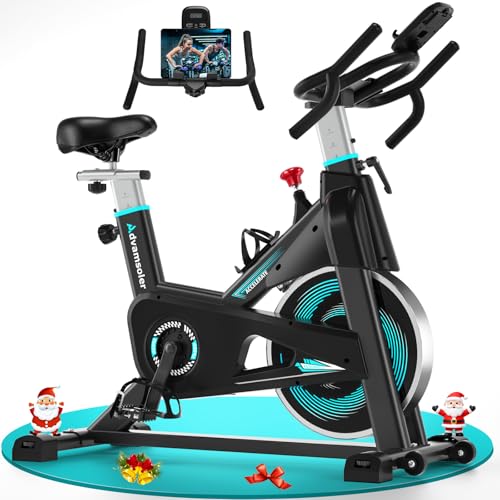 Heimtrainer Fahrrad, Advamsoler Spinning Bike Indoor Hometrainer Fahrrad mit Silent Belt Drive, LCD-Monitor für Cardio-Workout-Training im Heim-Fitnessstudio, 160 kg Belastbar