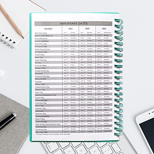 Cheneyboo Planner 2023-2024 - Monthly Weekly Daily Planner 2023-2024, July 2023- December 2024 Planner 18 Month Planner, 5.2"X7.5" Spiral Bound, Green #TOP6