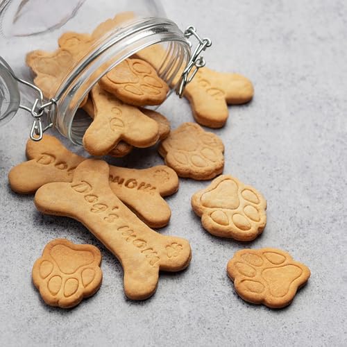TIESOME 3 Stück Ausstechformen Knochen,Keksausstecher aus Edelstahl Pfote Plätzchen Ausstecher Hundepfote Präge Ausstecher Cookie Cutter Set für Hunde-Kekse oder Leckerlis Backen Basteln