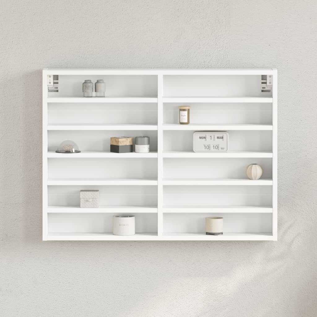 Estantería Vitrine de madera de ingeniería con acabado blanco premium