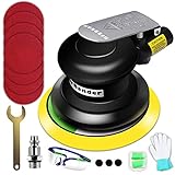Druckluft Exzenterschleifer, DFESKAH Pneumatische Exzenter Poliermaschine Set 125mm, Air Sander Schleifmaschine für Auto Metall, Schleifgerät Multischleifer