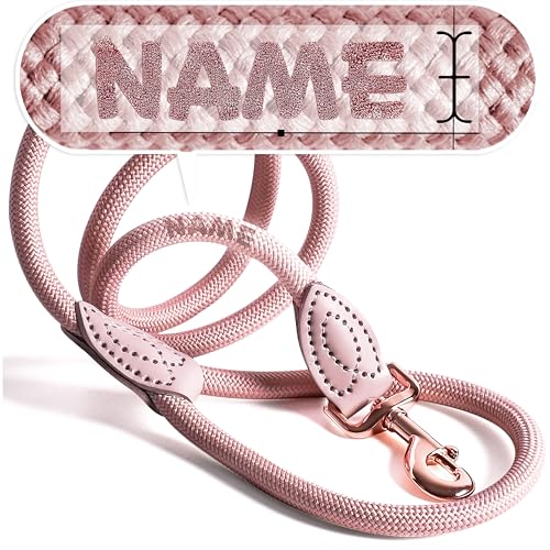 Personalisierte Hundeleine 1,2 m oder 1,7 m Länge (leicht dehnbar) extrem hochwertig verarbeitet | Tauleine für Hunde | Führleine mit Namen (Mauve, 120 cm)
