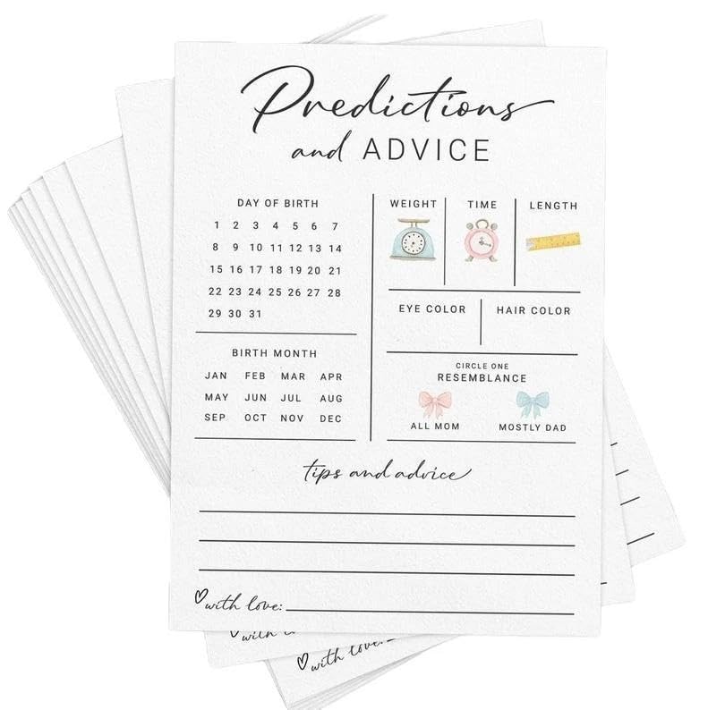 30 Pcs Baby Predictions & Advice Cards for New Parents Cards– Baby Shower Game, Wishes for Mommy & Daddy, Gender Reveal Boy or Girl