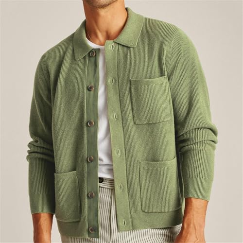 Xiaojmake Men's Shawl Collar Cardigan Sweater Loose Fit Cable Knit Button Down Wool Blend Sweater Winter Chunky Sweater4